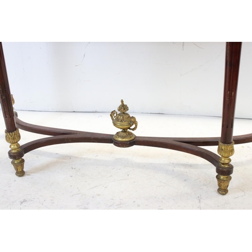 653 - French Marble Top Console Table, the base inlaid with panels of Kingwood with gilt metal mounts and ... 