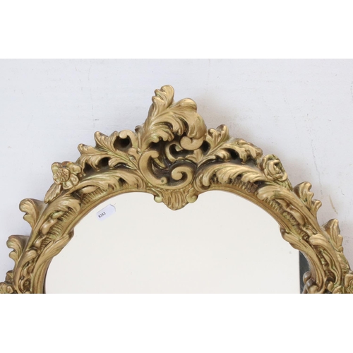 655 - 20th century Rococo style Gilt Oval Mirror, 67cms high