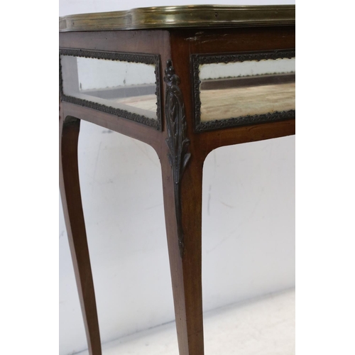 665 - French style Mahogany and Gilt Mounted Bijouterie Table, raised on slender cabriole legs, 61cms long... 