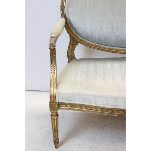 667 - 19th century French Gilded Settee in the 18th century manner, 139cms long x 99cms high