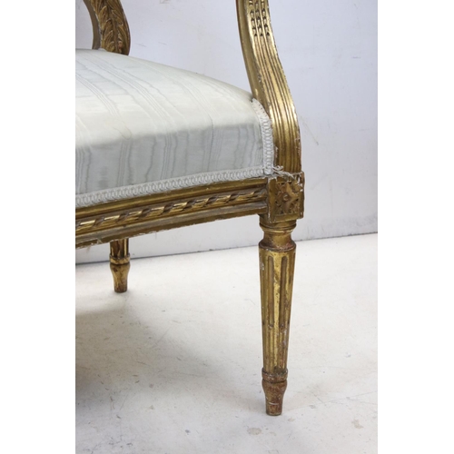 667 - 19th century French Gilded Settee in the 18th century manner, 139cms long x 99cms high