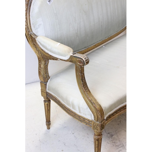 667 - 19th century French Gilded Settee in the 18th century manner, 139cms long x 99cms high