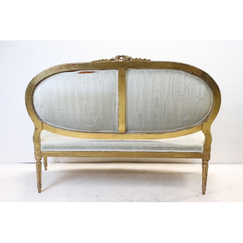 667 - 19th century French Gilded Settee in the 18th century manner, 139cms long x 99cms high