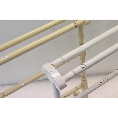 669 - Pair of 19th century Pine Towel Rails, painted different colours,  63cms long x 81cms high