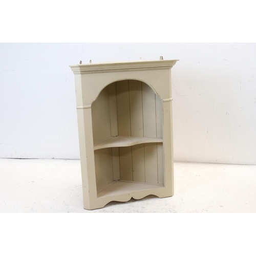 670 - Painted Pine Hanging Corner Shelf, 66cms wide x 85cms high