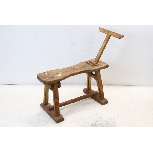 671 - Early 20th century Rustic Pine Artist's Donkey Easel, 86cms long x 75cms high