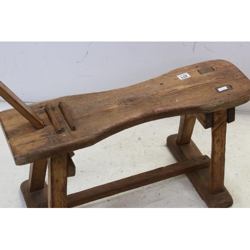 671 - Early 20th century Rustic Pine Artist's Donkey Easel, 86cms long x 75cms high