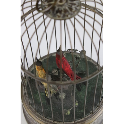 77 - A Singing Bird Automaton, Mid century, with two bird's sat within foliage, contained in a bronzed me... 