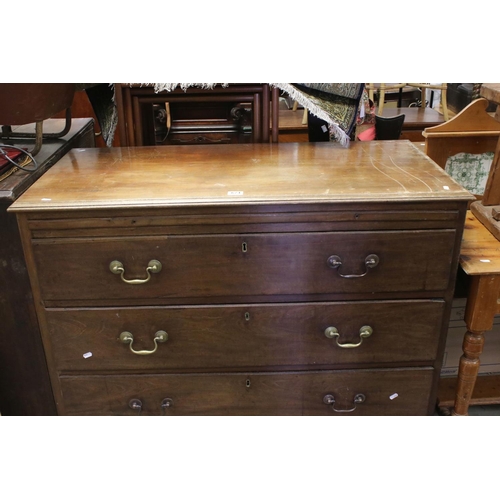 674 - George III Mahogany Chest of Three Long Drawers, raised on ogee bracket feet, 117cms long x 93cms hi... 