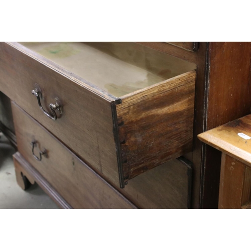 674 - George III Mahogany Chest of Three Long Drawers, raised on ogee bracket feet, 117cms long x 93cms hi... 