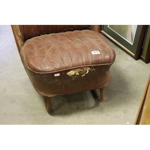 675 - 1940's Morris Car Seat, upholstered in faux brown leather, 51cms wide x 64cms high