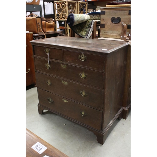 676 - George III Oak Chest of Two Short over Three Long Drawers, raised on bracket feet, 97cms wide x 97cm... 