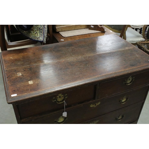 676 - George III Oak Chest of Two Short over Three Long Drawers, raised on bracket feet, 97cms wide x 97cm... 