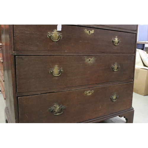 676 - George III Oak Chest of Two Short over Three Long Drawers, raised on bracket feet, 97cms wide x 97cm... 