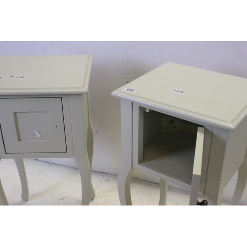 683 - Pair of White Bedside Cabinets, each 38cms wide x 72cms high