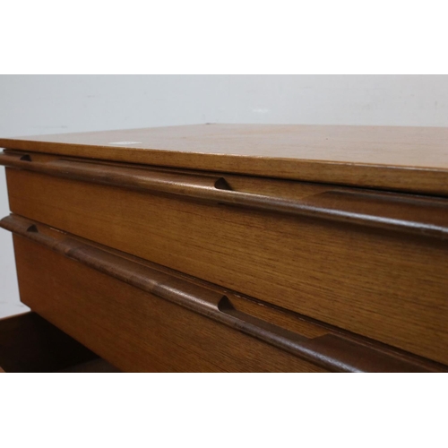 688 - Retro Mid 20th century Avalon Teak Chest of Four Long Drawers, 82cms long x 67cms high