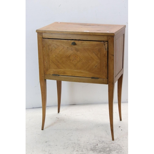 691 - 19th century Satin Walnut Washstand / Pot Cupboard, with fall front single pot cupboard, raised on t... 