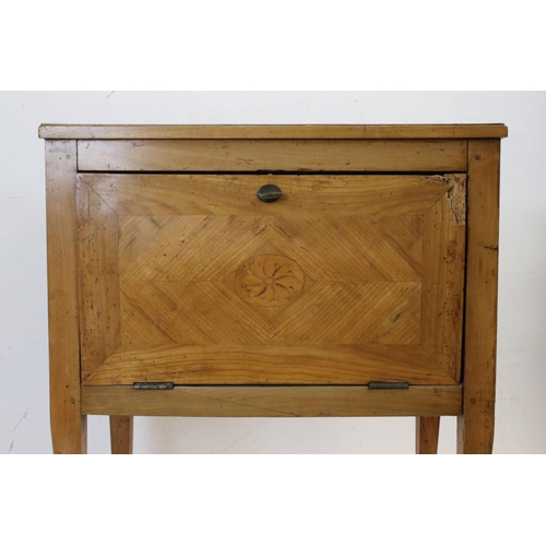 691 - 19th century Satin Walnut Washstand / Pot Cupboard, with fall front single pot cupboard, raised on t... 