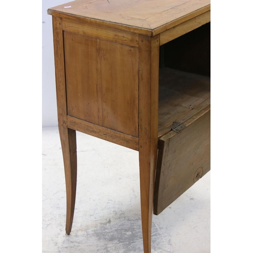 691 - 19th century Satin Walnut Washstand / Pot Cupboard, with fall front single pot cupboard, raised on t... 