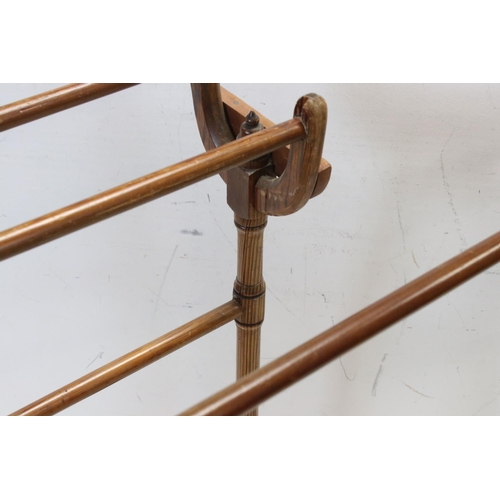 694 - Two Late 19th / Early 20th century Towel Rails, one Pine and the other Mahogany, largest 78cms long ... 