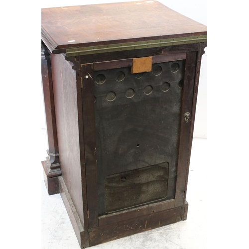 699 - Early 20th century Oak Cabinet, with lift lid and hinged fall front, carved Corinthian column suppor... 