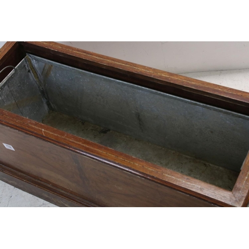 702 - Late 19th / Early 20th century Walnut Inlaid Rectangular Plant Trough / Planter with galvanised line... 