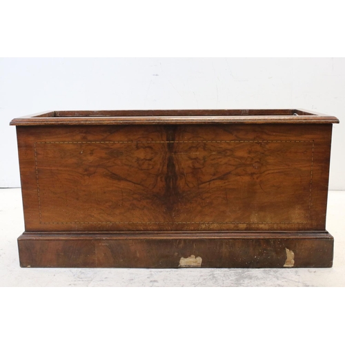 702 - Late 19th / Early 20th century Walnut Inlaid Rectangular Plant Trough / Planter with galvanised line... 