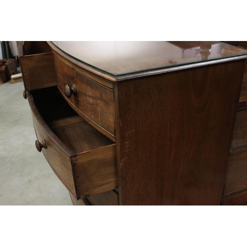 703 - 19th century Mahogany Bow Fronted Chest of Two Short over Three Long Drawers, with glass cover to to... 