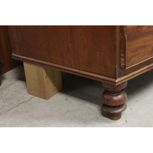 703 - 19th century Mahogany Bow Fronted Chest of Two Short over Three Long Drawers, with glass cover to to... 