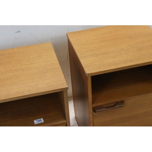 708 - Pair of Retro Mid 20th century Avalon Teak Bedside Cabinets, each 40cms wide x 56cms high