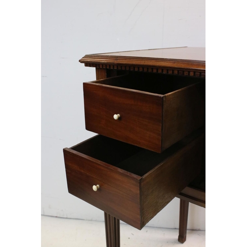 710 - George III mahogany side cabinet, circa 1800, the rectangular top with dentil apron above a pair of ... 