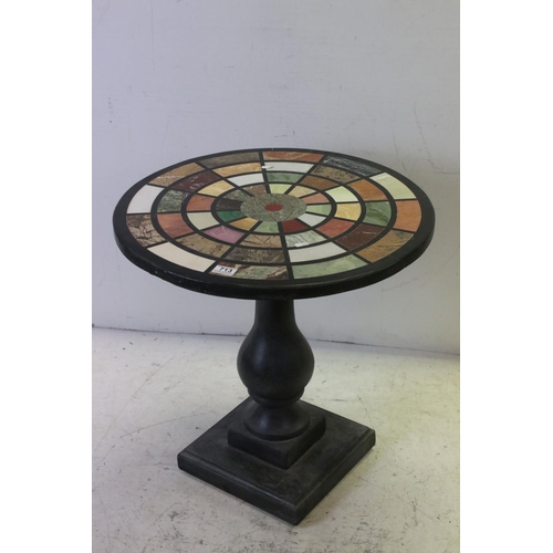 713 - Hardstone Grand Tour style Circular Specimen Marble Table in the Regency Manner, 61cms diameter x 62... 