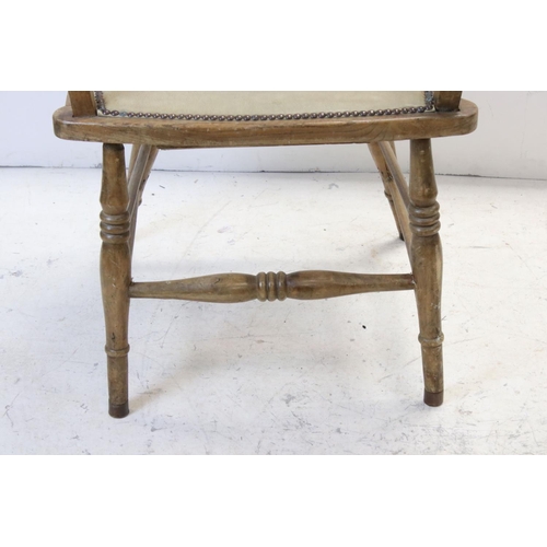 716 - Late 19th / Early 20th century Beech and Elm Tub Chair with Spindle Back (a/f)