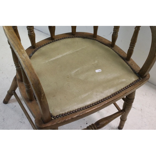 716 - Late 19th / Early 20th century Beech and Elm Tub Chair with Spindle Back (a/f)