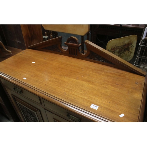 721 - Victorian Mahogany Sideboard with two drawers and two cupboard doors, the doors with panels carved w... 