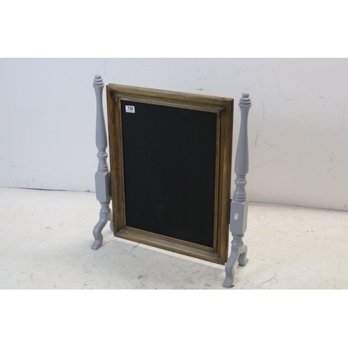 730 - Wooden Framed Blackboard / Notice Board held in a Painted Frame, 62cms wide x 69cms high