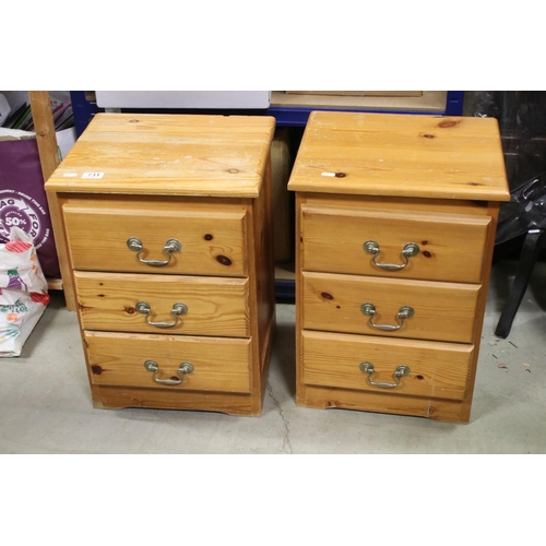 731 - Pair of Modern Pine Bedside Cabinets of Three Drawers, 40cms wide x 57cms high