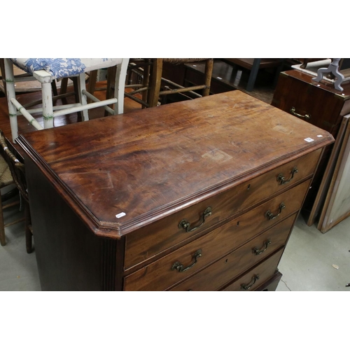 739 - George III Mahogany Chest of Four Long Drawers, with canted fluted corners and raised on bracket fee... 