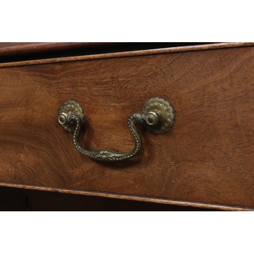 739 - George III Mahogany Chest of Four Long Drawers, with canted fluted corners and raised on bracket fee... 