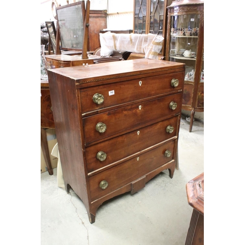 742 - Mahogany chest of four drawers, first quarter 19th century and later, with arrangement of four long ... 