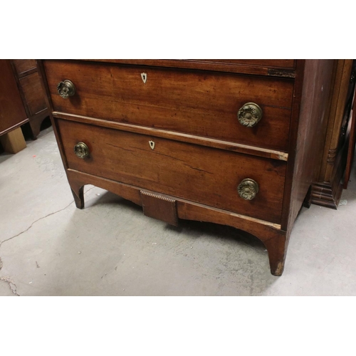 742 - Mahogany chest of four drawers, first quarter 19th century and later, with arrangement of four long ... 