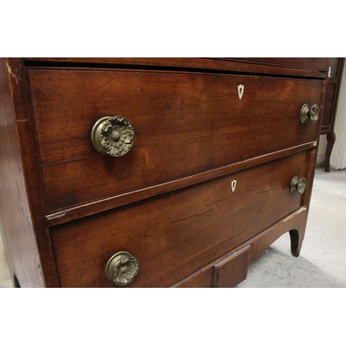 742 - Mahogany chest of four drawers, first quarter 19th century and later, with arrangement of four long ... 