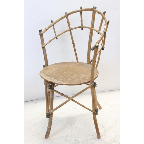 747 - Late 19th / Early 20th century Bamboo Tub Chair with Brass Caps to ends, 59cms wide x 87cms high