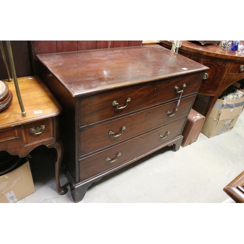 748 - George III and later mahogany chest of three long drawers, circa 1780, approx 86cm high, 57cm deep, ... 