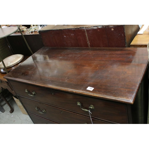 748 - George III and later mahogany chest of three long drawers, circa 1780, approx 86cm high, 57cm deep, ... 