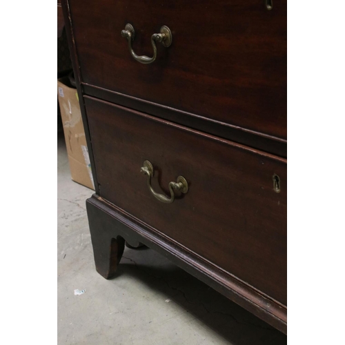 748 - George III and later mahogany chest of three long drawers, circa 1780, approx 86cm high, 57cm deep, ... 