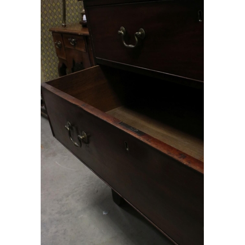 748 - George III and later mahogany chest of three long drawers, circa 1780, approx 86cm high, 57cm deep, ... 