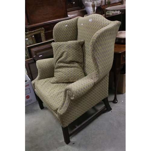 753 - George III style Wingback Armchair with matching cushion, 85cms wide x 108cms high