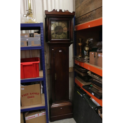 758 - 19th century Mahogany 8 Day Longcase Clock, the square brass face with Roman numerals and marked Wm ... 