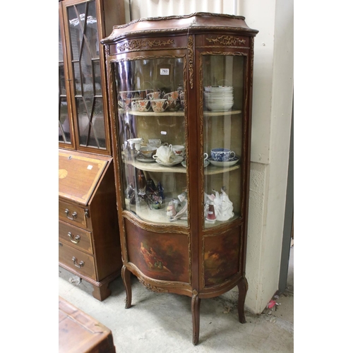 763 - Louis XV style Kingwood and Gilt Metal Vitrine of serpentine outline, with Vernis Martin style panel... 